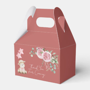 Söt Little Lamb Rosa Flowers Greenery Presentaskar