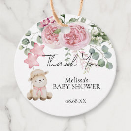 Söt Little Lamb  Rosa ros Greenery Gåvor Etiketter