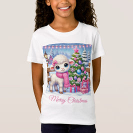Söt Little Lambs jul på gården T Shirt