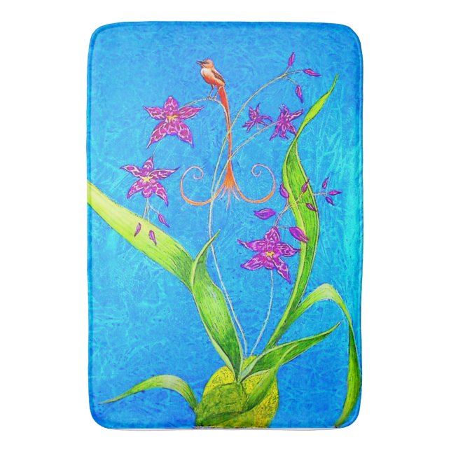 Söt Little Orchid Bird Badrumsmatta (Framsidan (Vertikal))