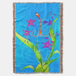 Söt Little Orchid Bird Throw Blanket Filt
