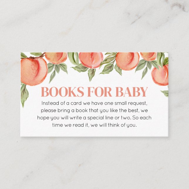 Söt Little Peach Baby Shower Bokar för Baby Tilläggskort (Framsida)