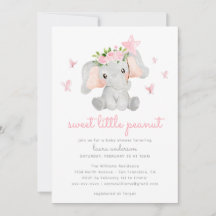 Söt Little Peanut Rosa Elephant Baby Showe