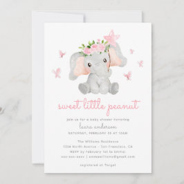 Söt Little Peanut Rosa Elephant Baby Showe Inbjudningar