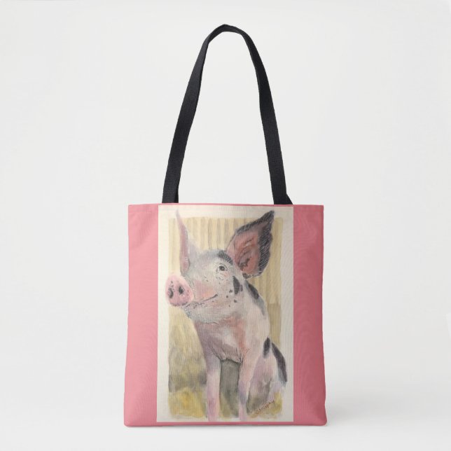 Söt Little Pig Tote Bag Tygkasse (Framsida)