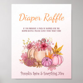 Söt Little Pumpkin Fall Farm Rosa Diaper Raffle Poster