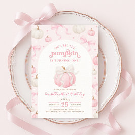 Söt Little Pumpkin Rosa Bow Girl Birthday Inbjudningar