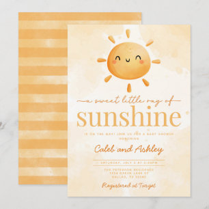 Söt Little Ray från Sunshine Sol Baby Shower Inbjudningar