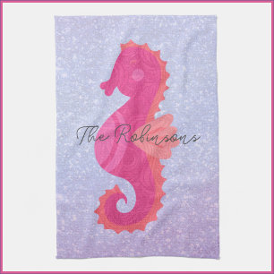 Söt Little Rosa Seahorse Kökshandduk