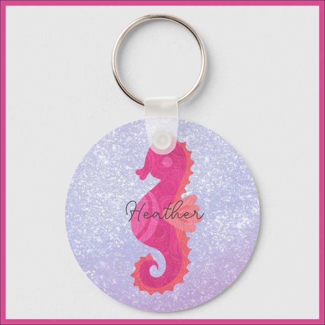 Söt Little Rosa Seahorse Nyckelring (Skapare uppladdad)