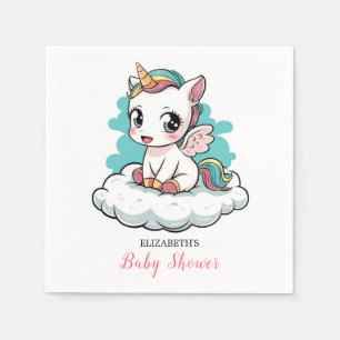 Söt Little Unicorn Baby Shower Pappersservett