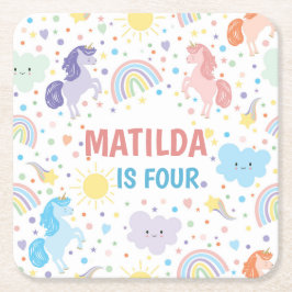 Söt Little Unicorns Papper Underlägg Kvadrat