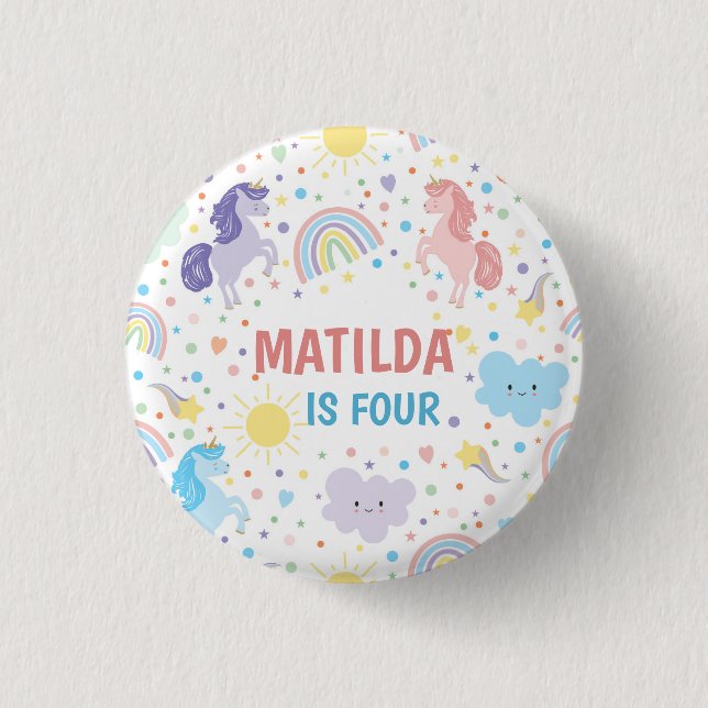 Söt Little Unicorns Round Badge Knapp (Framsida)