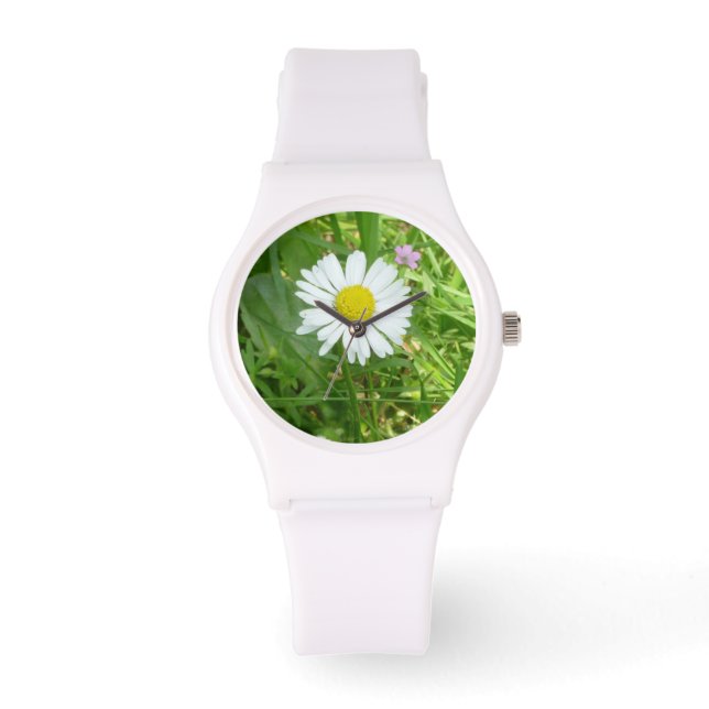 Söt Little White and Gult MiniDaisy Armbandsur (Framsida)