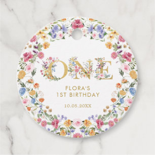 Söt Little WildblomGirl 1st Birthday Party Gåvor Etiketter