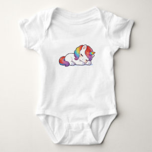 Söt Ljugande Sovande Regnbåge Enhörning Kawaii Uni T Shirt