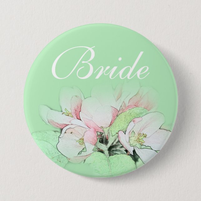 Söt ljus rosa äppelblombrid, trimma knapp (Framsida)