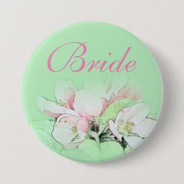 Söt ljus rosa äppelblombrid, trimma knapp