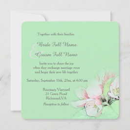 Söt ljus rosa äppelblomskonst bröllop inbjudningar