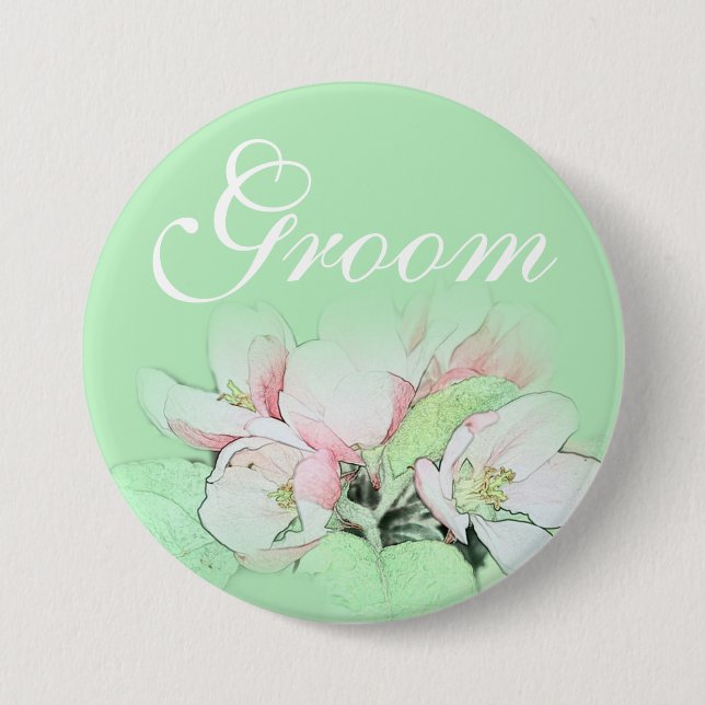 Söt ljus rosa äppelblomsterodling knapp (Framsida)