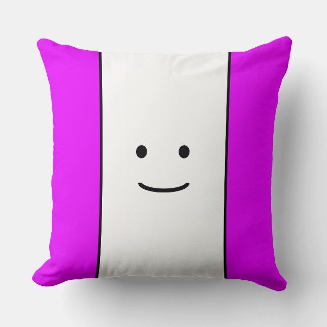 Söt ljus rosa vita ränder liten leende ansikte kudde (Framsida)