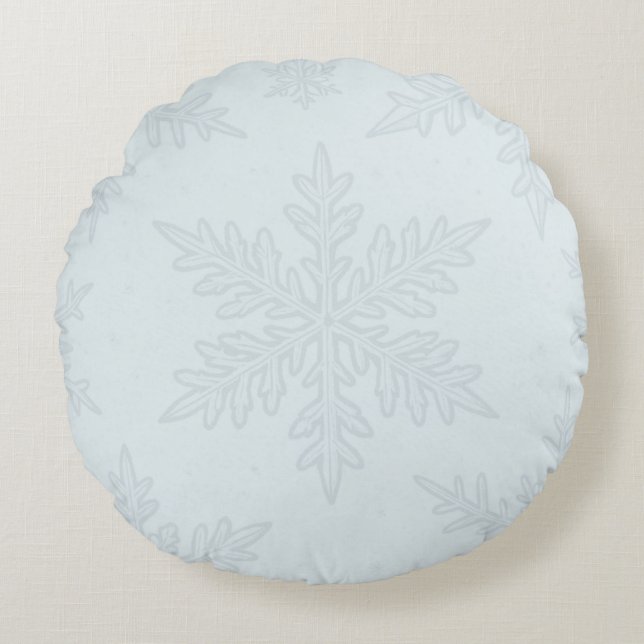 Söt ljusblå vinter rund kudde (Framsidan)