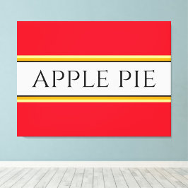 Söt ljusröd vit Gult "APPLE PAJ" Rand Canvastryck