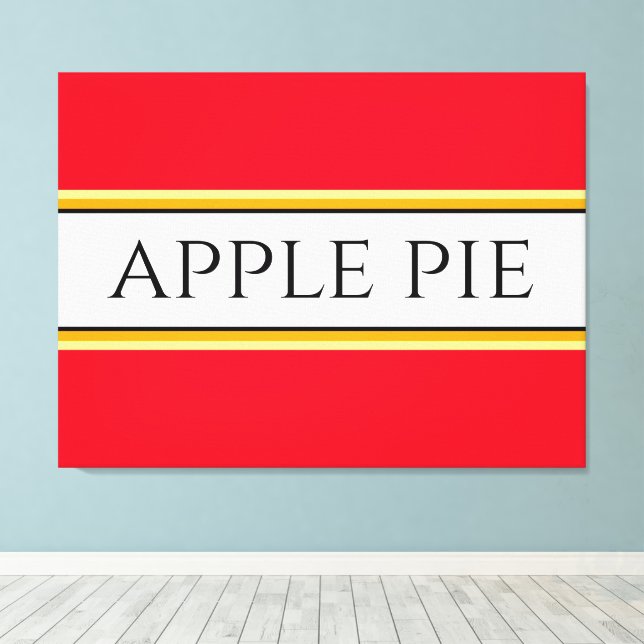 Söt ljusröd vit Gult "APPLE PAJ" Rand Canvastryck (Insitu (trägolv))
