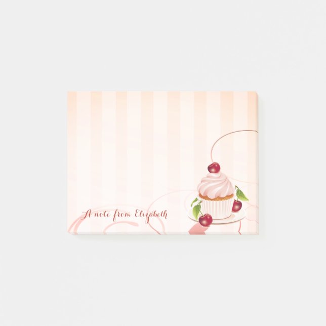 Söt Ljuvlig Stilig Feminint , Cupcake Post-it Block (Framsida)