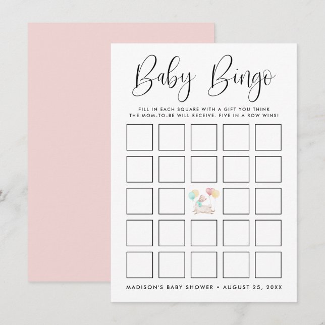 Söt Llama Baby Shower Bingo-kort (Fram/baksida)