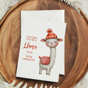 Söt Llama Läraruppskattning Alla Hjärtans Dag Julkort