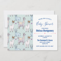 Söt LLama-mönster på prickar Baby Shower