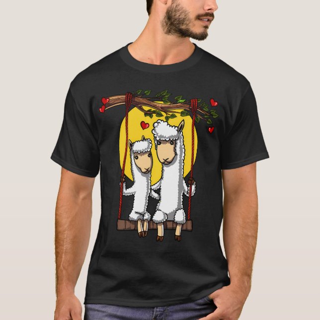 Söt Llama-par Alpaca T Shirt (Framsida)