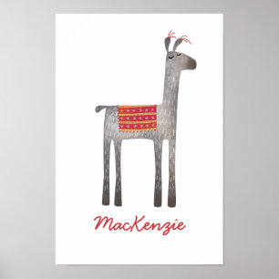 Söt Llama Personlig Poster