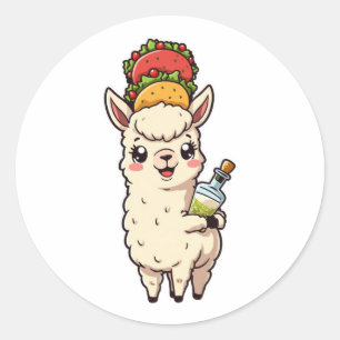 Söt Llama Taco Tequila Klistermärke - Kawaii Mat R