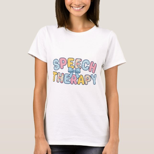 Söt logopedpatchwork blommig present t shirt (Framsida)