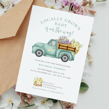Söt lokalt odlad akvarell Neutral baby shower-inbj