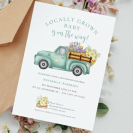 Söt lokalt odlad akvarell Neutral baby shower Inbjudningar