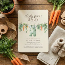 Söt lokalt odlad baby shower inbjudan