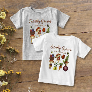 Söt lokalt odlad liten grodd svamp och grönsak t shirt