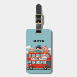 Söt London dubbeldäck buss och charmiga bebisar Bagagebricka