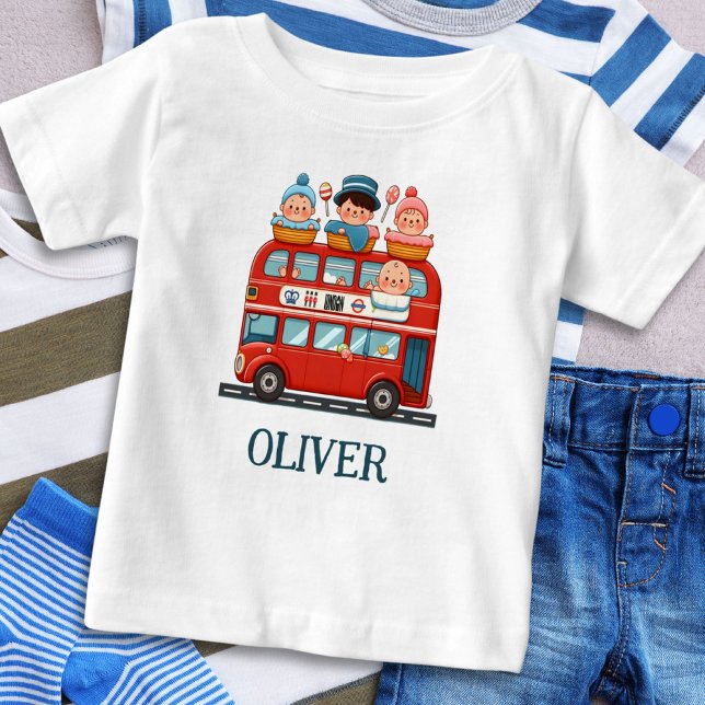 Söt London dubbeldäck buss och charmiga bebisar T Shirt (Skapare uppladdad)