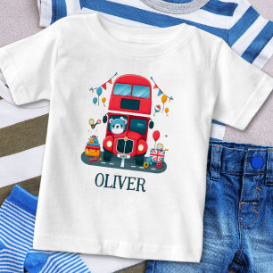 Söt London dubbeldäckare buss och teddybjörn T Shirt