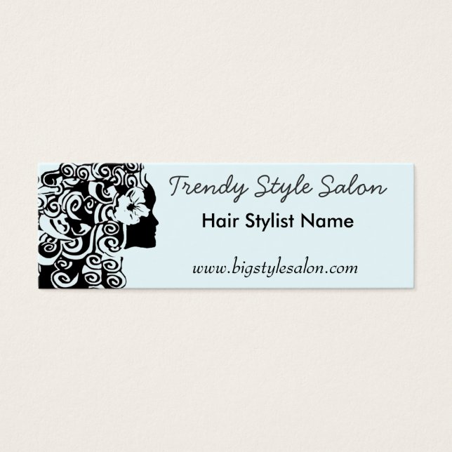 Söt Long Curly Curls Hair Stylist Woman Mode Litet Visitkort (Framsidan)
