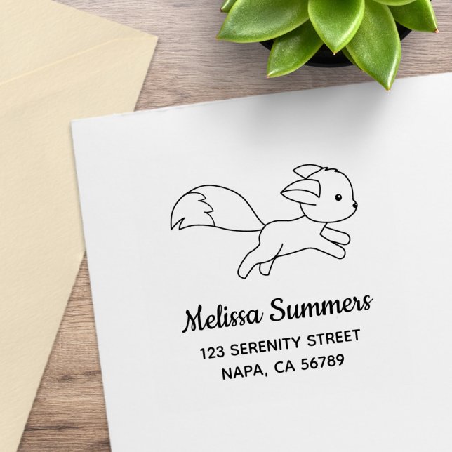 Söt Löparräv Adress Stämpel (Skapare uppladdad)