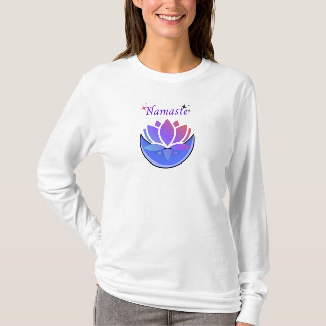 Söt lotus-blomman och måne-design T-Shirt. T Shirt (Framsida)