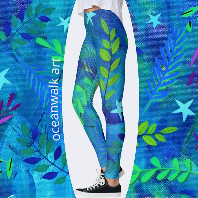 Söt Löv och Grenar på Blue Leggings (Skapare uppladdad)
