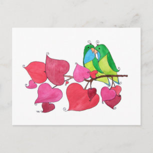 Söt Love birds Illustration Vykort