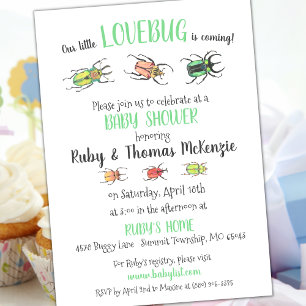 Söt Lovebugs Beetles Baby Shower Inbjudningar