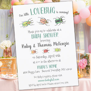 Söt Lovebugs Beetles Baby Shower Inbjudningar